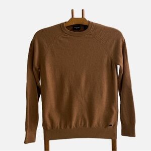 Strellson Luka Men’s Crewneck Sweater Wool Blend Brown Caramel Medium Academia